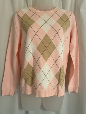Izod Pastel Pink Argyle Crewneck Sweater